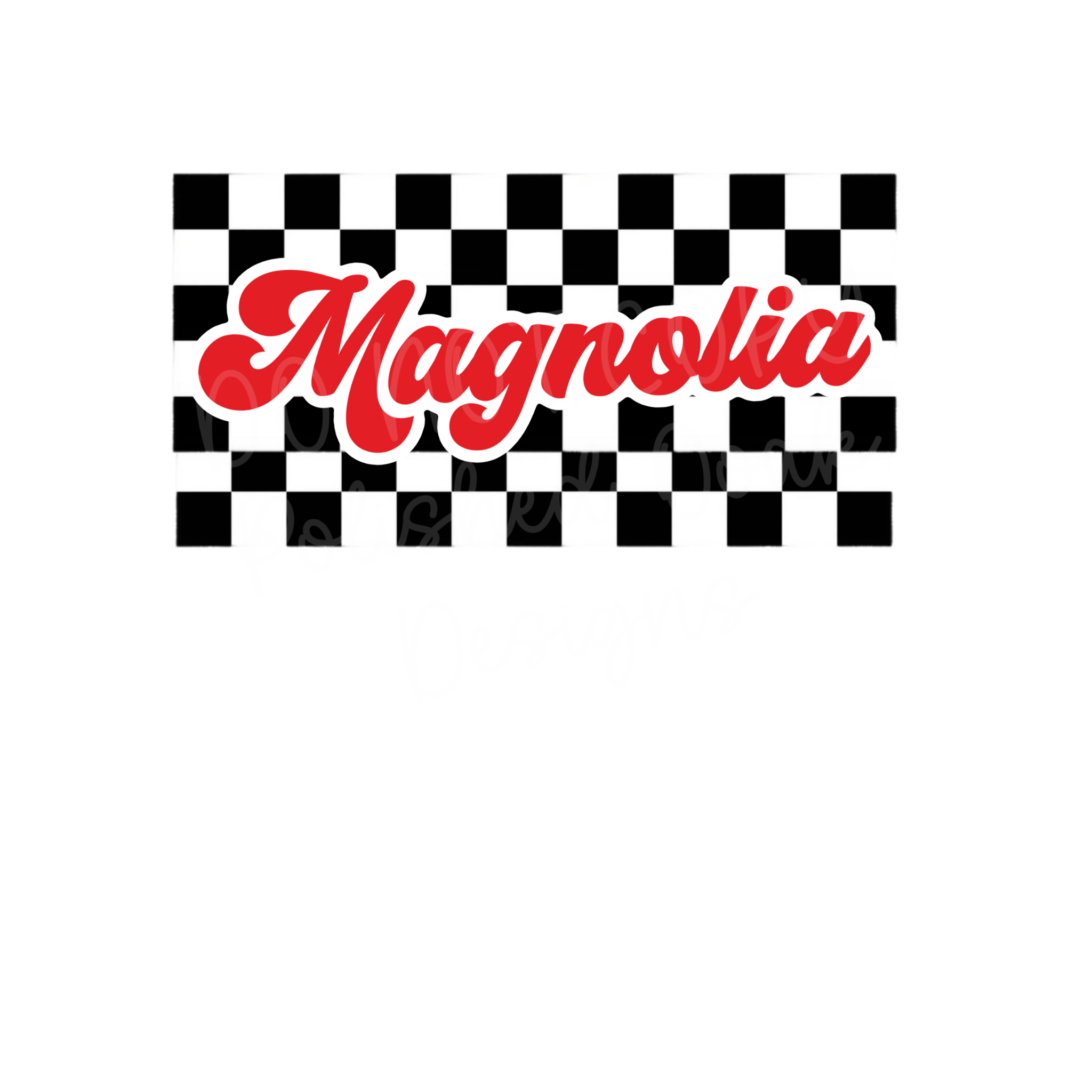 checkered retro cursive